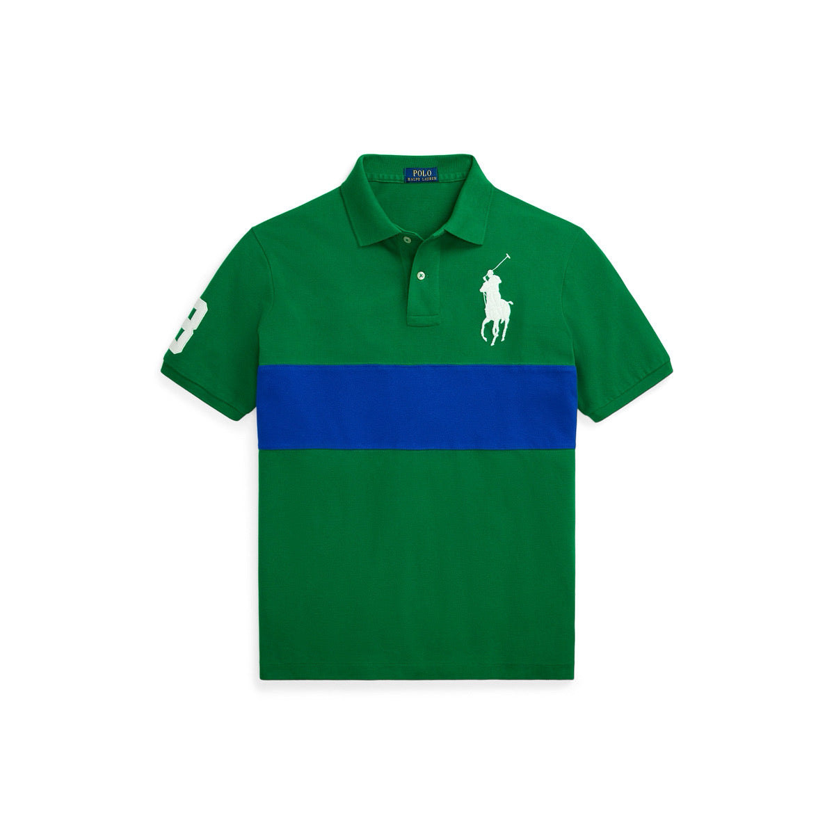 Green Polo Short Blue Stripe