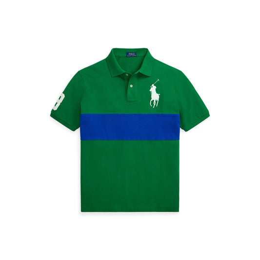 Green Polo Short Blue Stripe